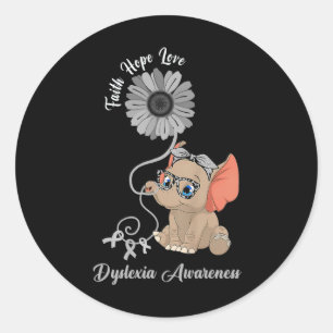Awareness Elephant Faith Hope Love Sunflower Classic Round Sticker