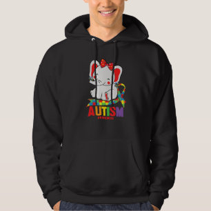 Awareness Elephant Mum Wearing Earrings Autism Hea Hoodie