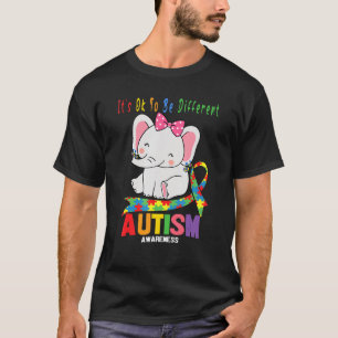 Awareness Elephant Mum Wearing Earrings Autism Hea T-Shirt