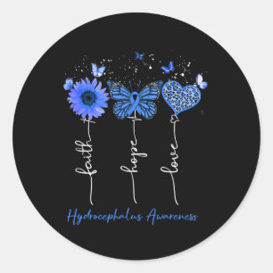 Awareness Faith Hope Love Leopard Sunflower Classic Round Sticker