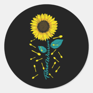 Awareness Fibro Warrior Graphic Sunflower Classic Round Sticker