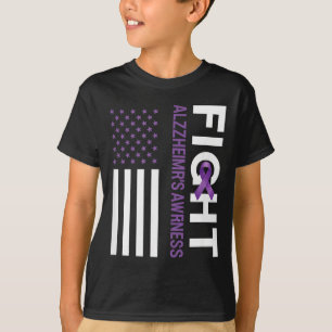 Awareness fight alzheimer's purple ribbon american T-Shirt