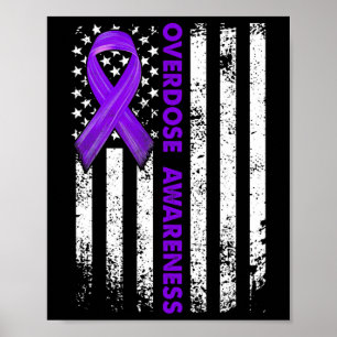Awareness Flag Purple Ribbon Addiction Recovery 1 Poster