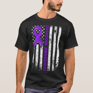 Awareness Flag Purple Ribbon Addiction Recovery 1 T-Shirt