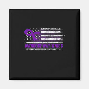 Awareness Flag Purple Ribbon Addiction Recovery 3 Magnet