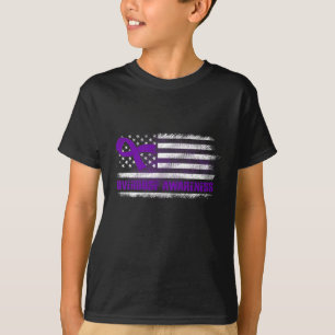Awareness Flag Purple Ribbon Addiction Recovery 3 T-Shirt