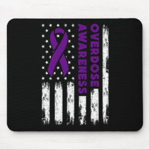 Awareness Flag Purple Ribbon Addiction Recovery Mouse Mat