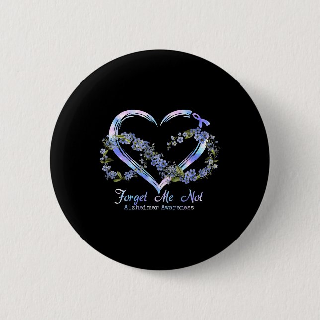 Awareness Forget Me Not Infinity Heart  6 Cm Round Badge (Front)