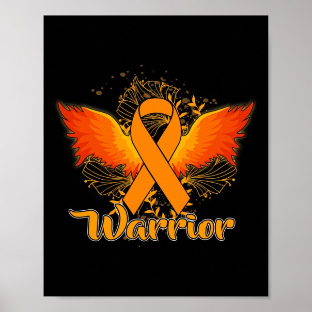 Awareness Fun Warrior Orange Ribbon Gift  Poster (Front)