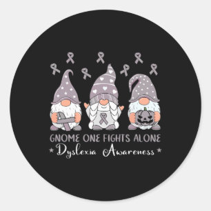 Awareness Gift Gnome One Fights Alone Silver Ribbo Classic Round Sticker