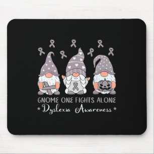 Awareness Gift Gnome One Fights Alone Silver Ribbo Mouse Mat