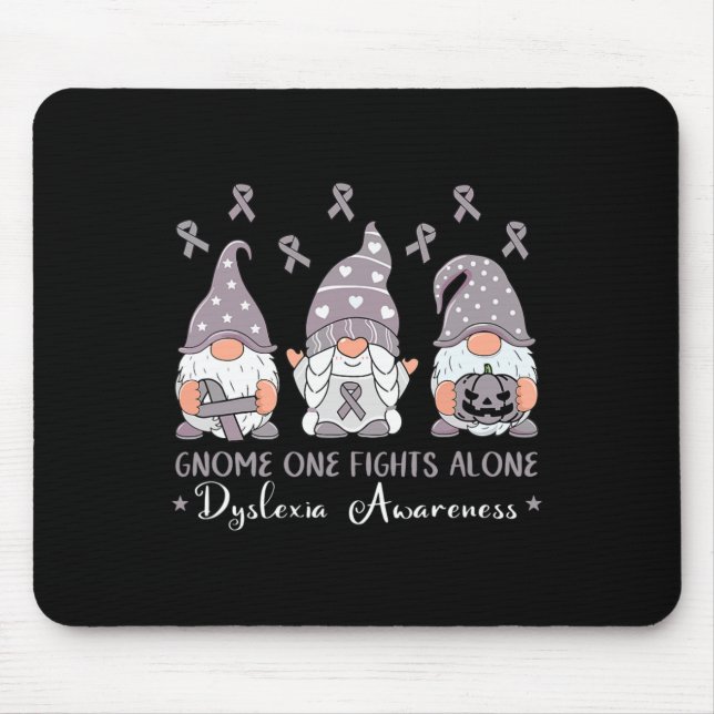 Awareness Gift Gnome One Fights Alone Silver Ribbo Mouse Mat (Front)