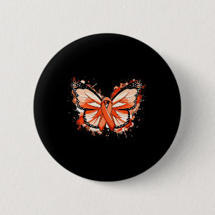 Awareness Gifts Orange Ribbon Butterfly  6 Cm Round Badge