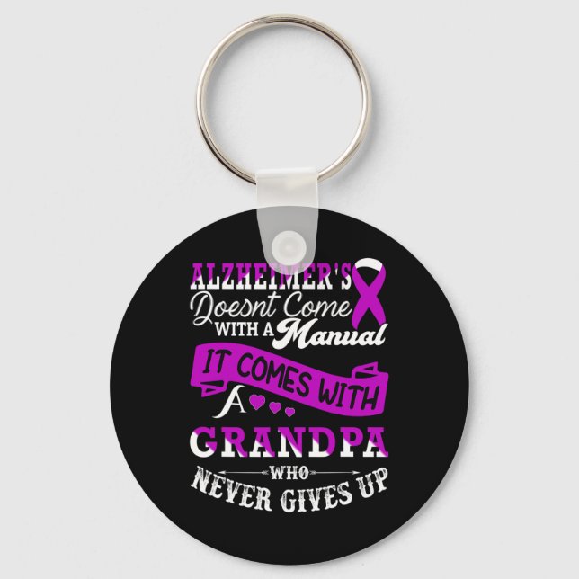 Awareness Grandpa Support Heimer Warrior  Key Ring (Front)