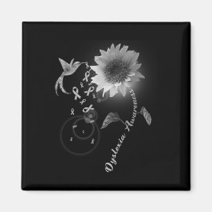 Awareness Grey Sunflower Hummingbird  Magnet
