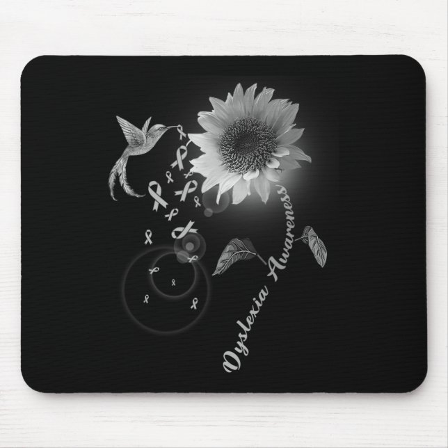 Awareness Grey Sunflower Hummingbird  Mouse Mat (Front)