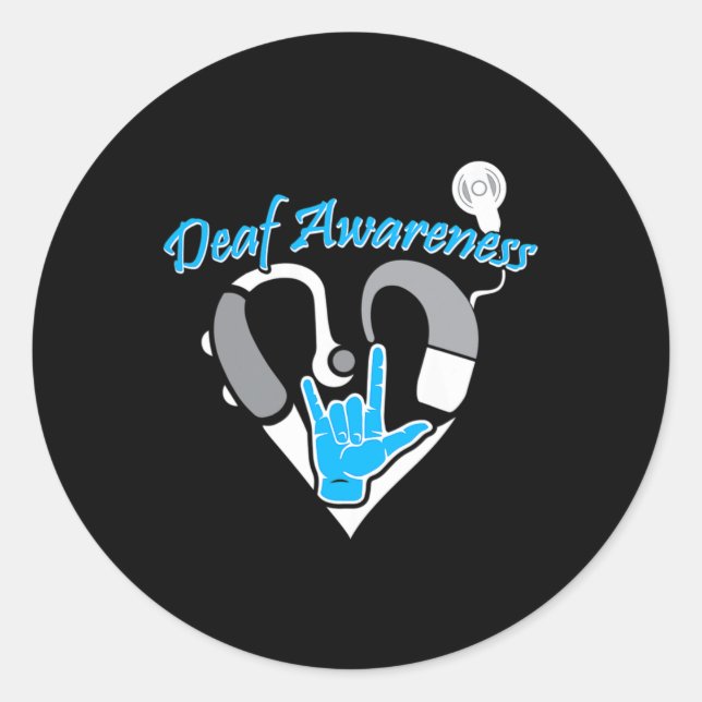 Awareness Hearing Aid Asl Cochlear Implant  Classic Round Sticker (Front)