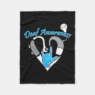 Awareness Hearing Aid Asl Cochlear Implant Fleece Blanket