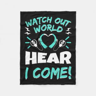 Awareness Hearing Aid Implant Asl Fleece Blanket