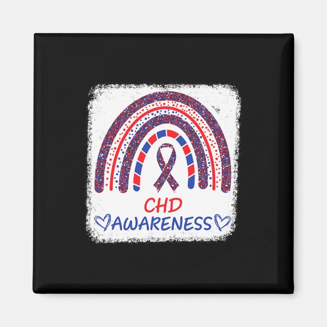 Awareness Heart Disease Bleached Rainbow Blue Red  Magnet (Front)