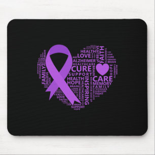 Awareness Heart Purple Ribbon Mouse Mat