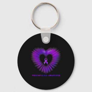 Awareness Heart Purple Ribbon Warriors Key Ring