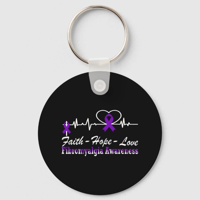 Awareness Heartbeat Christian Cross  Key Ring (Front)