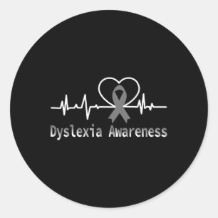 Awareness Heartbeat Dyslexic Support Family Classic Round Sticker