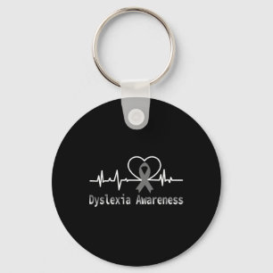 Awareness Heartbeat Dyslexic Support Family Key Ring