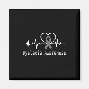 Awareness Heartbeat Dyslexic Support Family Magnet