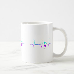 Awareness Heartbeat Happy Ribbon Support Graphic Coffee Mug