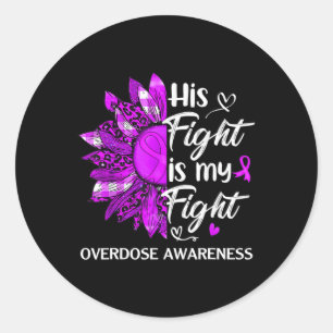 Awareness His Fight Is My Fight Leopard Sunflower Classic Round Sticker