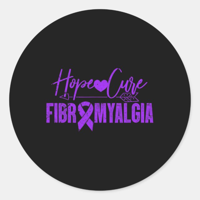 Awareness Hope Cure Fibromyalgia Fibromyositis Gru Classic Round Sticker (Front)
