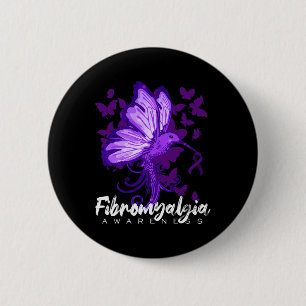 Awareness Hummingbird Holding Purple Ribbon 6 Cm Round Badge
