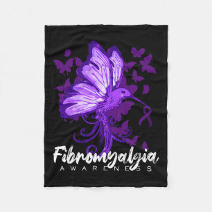 Awareness Hummingbird Holding Purple Ribbon Fleece Blanket
