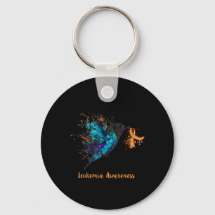 Awareness Hummingbird Orange Ribbon Water Colour Key Ring