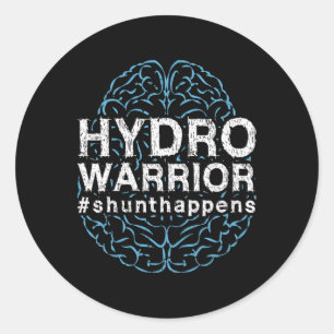 Awareness Hydro Warrior Shunt Happens Brain Classic Round Sticker