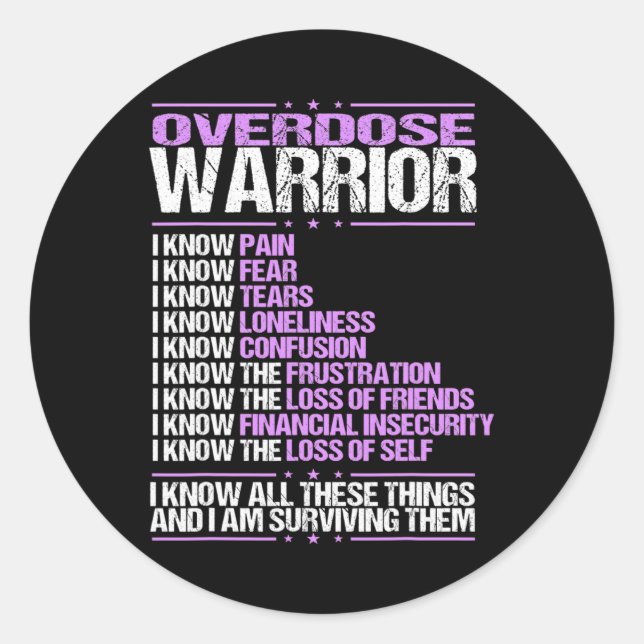 Awareness I Know Pain Survivor Purple Ribbon  Classic Round Sticker (Front)