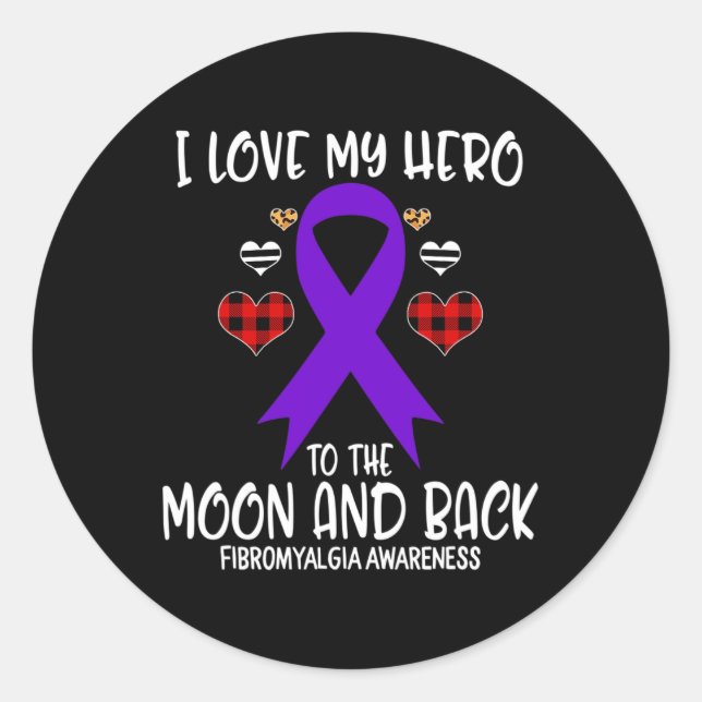 Awareness I Love Hero To The Moon And Back  Classic Round Sticker (Front)
