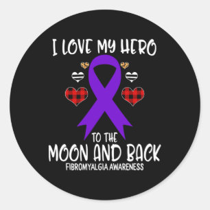 Awareness I Love Hero To The Moon And Back Classic Round Sticker