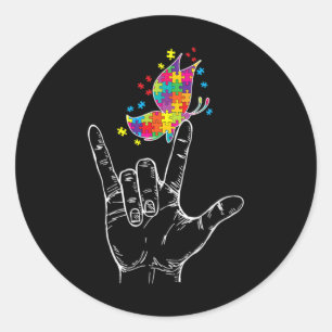 Awareness I Love You Asl Hand Sign Language Butter Classic Round Sticker