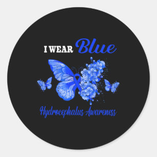 Awareness I Wear Blue Butterfly Classic Round Sticker