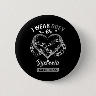 Awareness I Wear Grey Butterfly Heart  6 Cm Round Badge