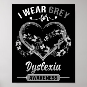 Awareness I Wear Grey Butterfly Heart Poster