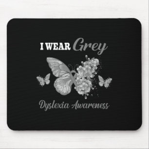 Awareness I Wear Grey Butterfly Mouse Mat