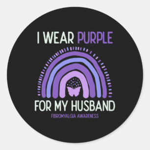 Awareness I Wear Purple For My Husband Classic Round Sticker
