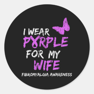 Awareness I Wear Purple For My Wife  Classic Round Sticker
