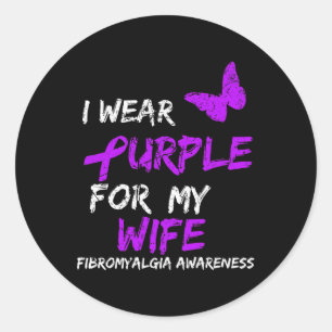 Awareness I Wear Purple For Wife 1 Classic Round Sticker