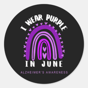 Awareness I Wear Purple In June Heimer Support Classic Round Sticker