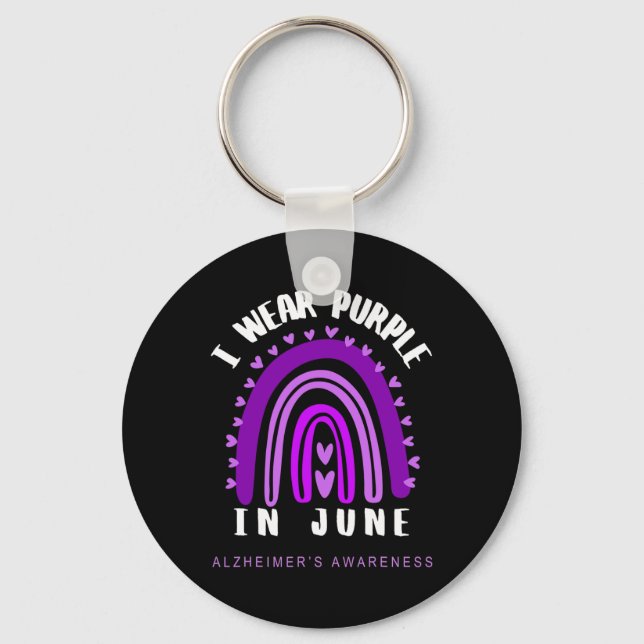 Awareness I Wear Purple In June Heimer Support  Key Ring (Front)